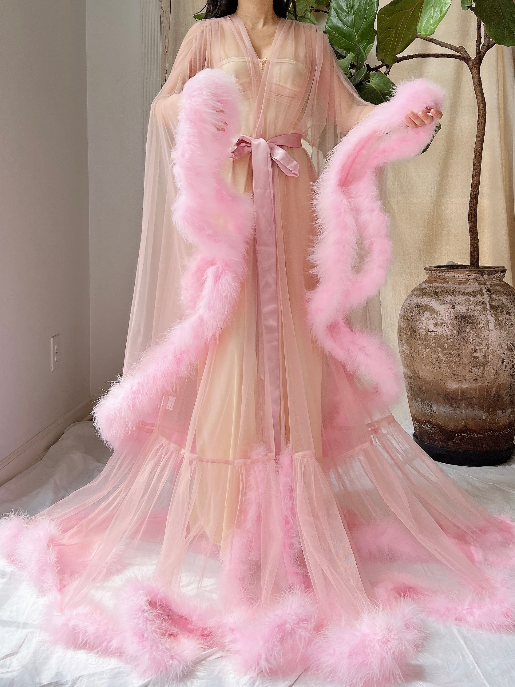 Marabou Tulle Dressing Gown - OSFM
