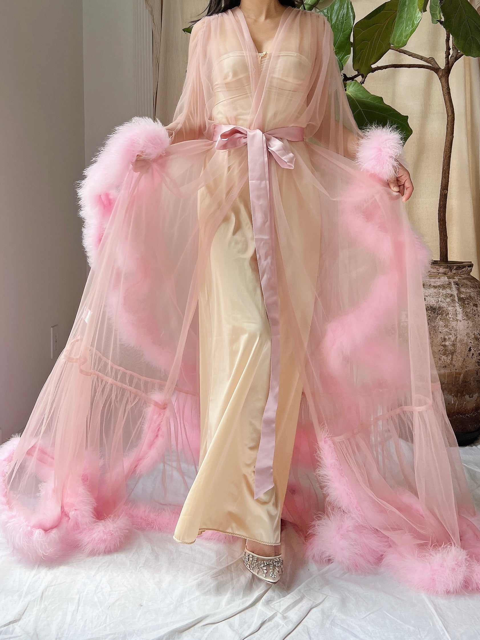 Marabou Tulle Dressing Gown - OSFM