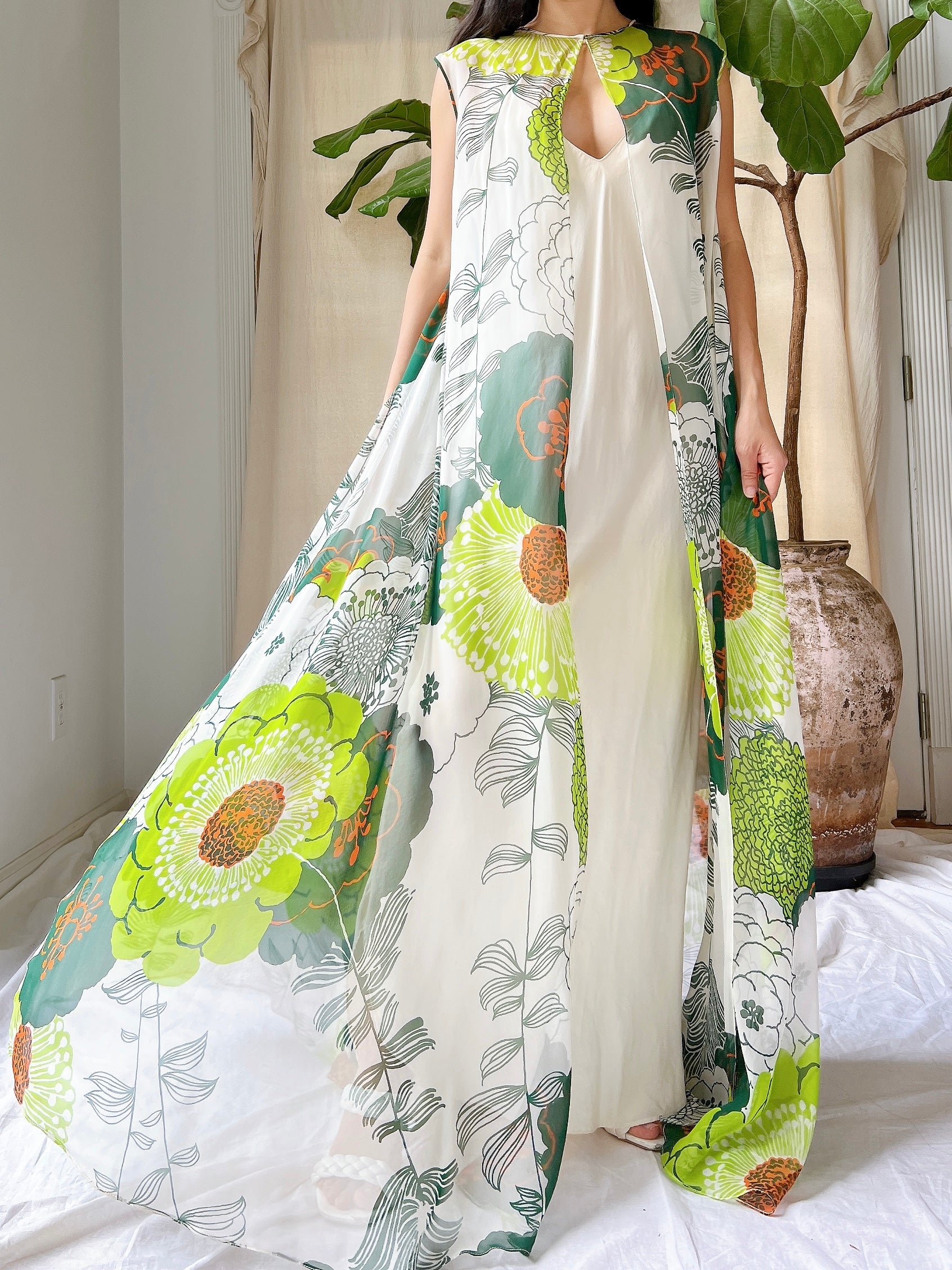 Vintage Silk Kaftan and Slip - M