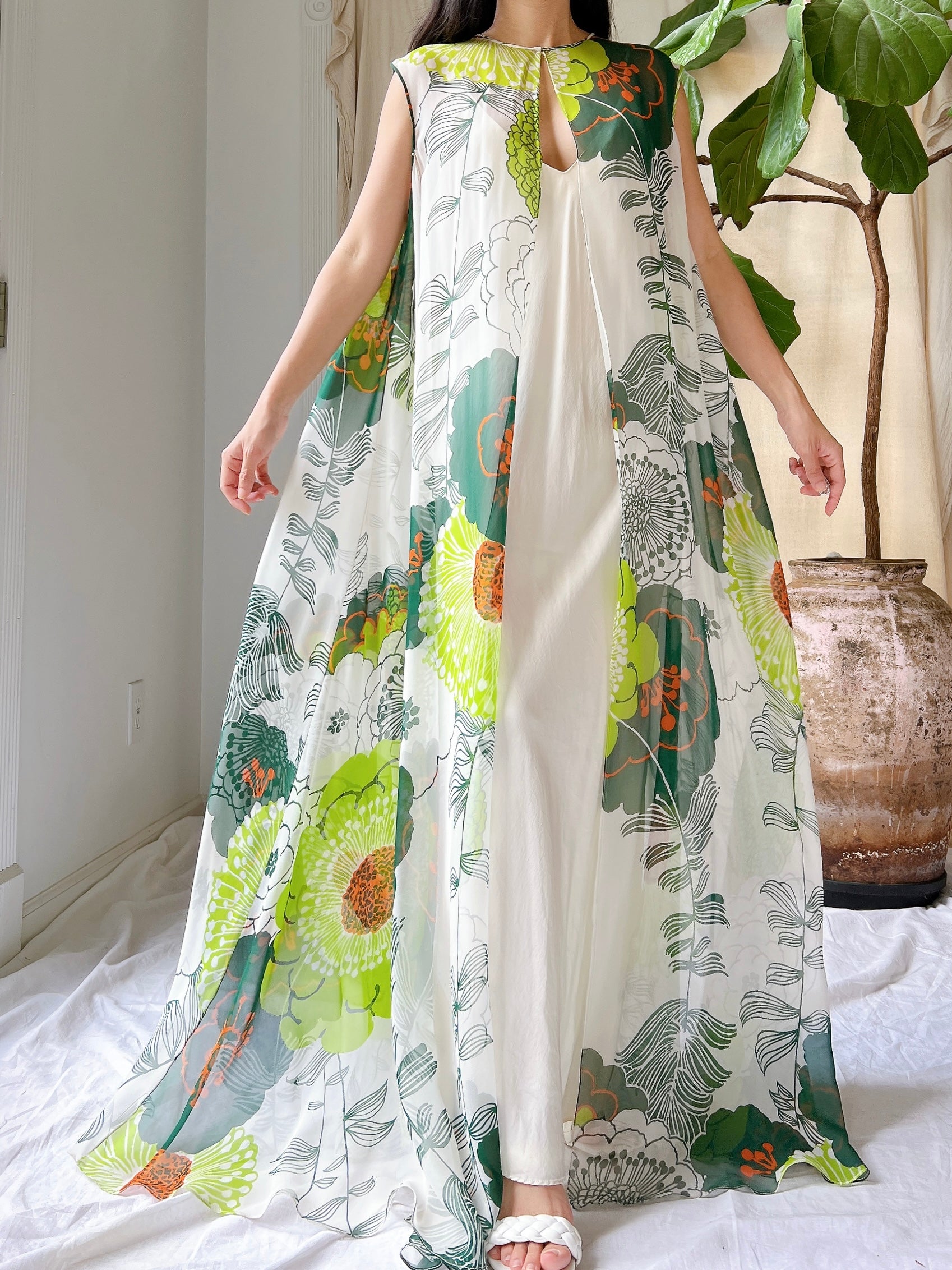 Vintage Silk Kaftan and Slip - M
