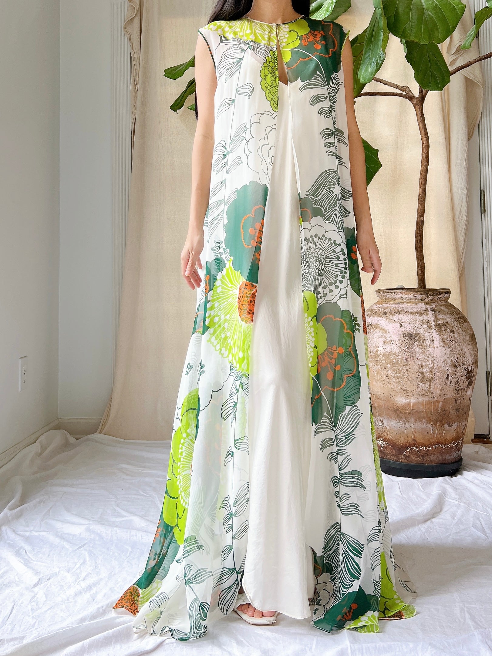 Vintage Silk Kaftan and Slip - M