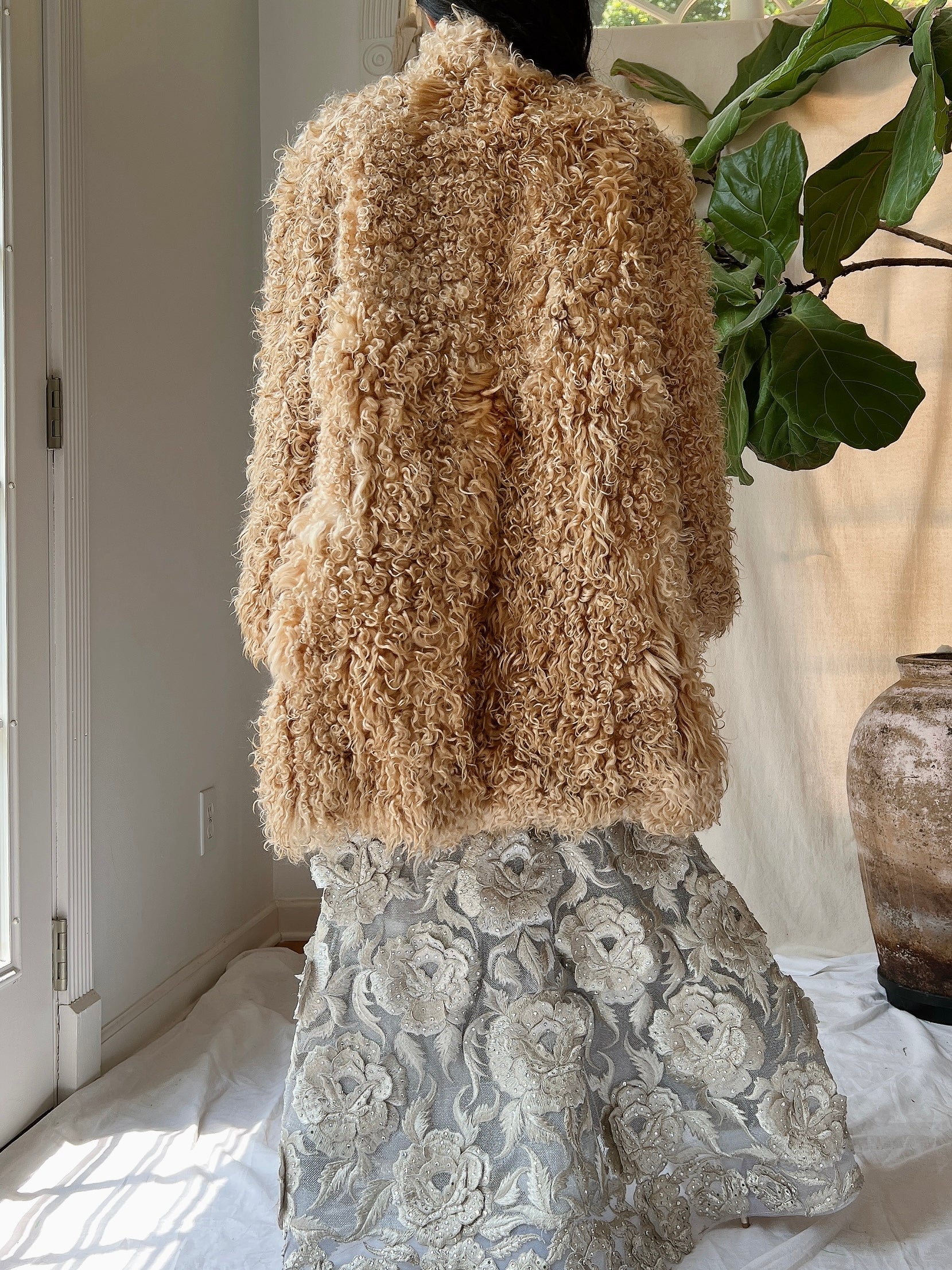 Vintage Curly Lamb Coat - S